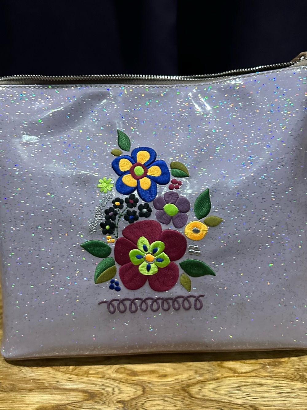 New Consuela Luna Downtown crossbody Lavender Glitter Floral embroidery - Picture 6 of 7